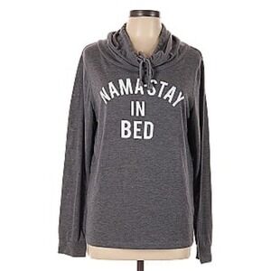 Namastay In Bed Gray Cowl‎ Neck Long Sleeve Shirt Top Women's Large